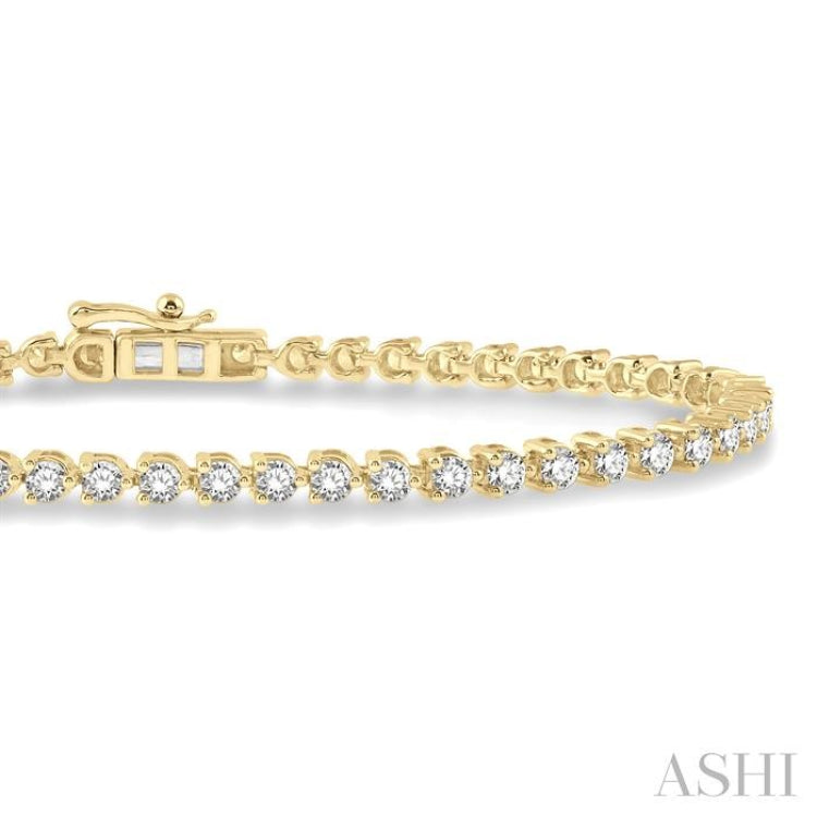 3 Ctw Tri-Prong Round Cut Diamond Tennis Bracelet in 14K Yellow Gold 3 Ctw Tri-Prong Round Cut Diamond Tennis Bracelet in 14K Yellow Gold