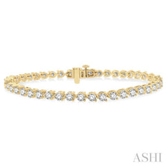 5 Ctw Round Cut Diamond 3-Prong Tennis Bracelet in 14K Yellow Gold 5 Ctw Round Cut Diamond 3-Prong Tennis Bracelet in 14K Yellow Gold