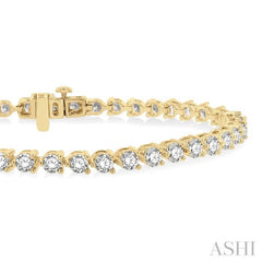 5 Ctw Round Cut Diamond 3-Prong Tennis Bracelet in 14K Yellow Gold 5 Ctw Round Cut Diamond 3-Prong Tennis Bracelet in 14K Yellow Gold