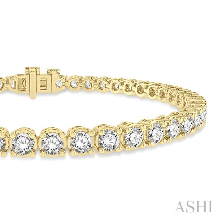 4 Ctw Round Cut Diamond Tennis Bracelet in 14K Yellow Gold 4 Ctw Round Cut Diamond Tennis Bracelet in 14K Yellow Gold
