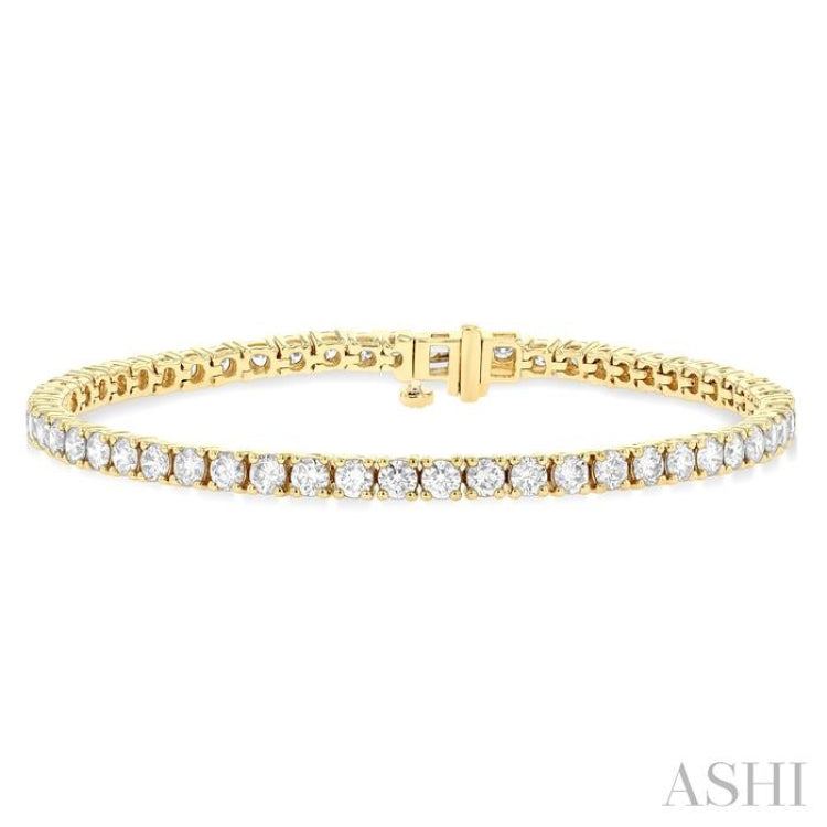 5 Ctw Round Cut Diamond Tennis Bracelet in 14K Yellow Gold 5 Ctw Round Cut Diamond Tennis Bracelet in 14K Yellow Gold