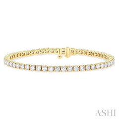 5 Ctw Round Cut Diamond Tennis Bracelet in 14K Yellow Gold 5 Ctw Round Cut Diamond Tennis Bracelet in 14K Yellow Gold