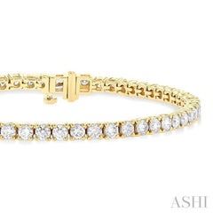 5 Ctw Round Cut Diamond Tennis Bracelet in 14K Yellow Gold 5 Ctw Round Cut Diamond Tennis Bracelet in 14K Yellow Gold