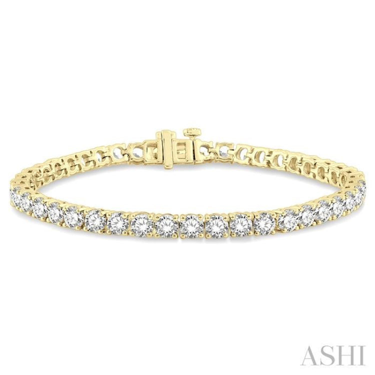 9 Ctw Round Cut Diamond Tennis Bracelet in 14K Yellow Gold 9 Ctw Round Cut Diamond Tennis Bracelet in 14K Yellow Gold