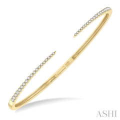 1/2 ctw Round Cut Diamond Claw Cuff Bangle in 14K Yellow Gold 1/2 ctw Round Cut Diamond Claw Cuff Bangle in 14K Yellow Gold