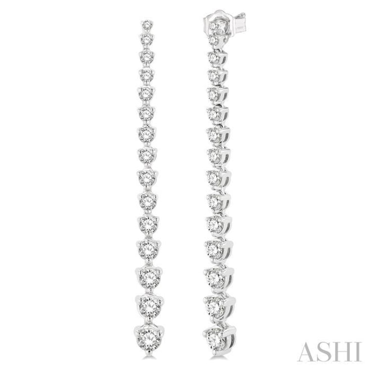 2 ctw Round Cut Diamond Riviera Drop Earring in 14K White Gold 2 ctw Round Cut Diamond Riviera Drop Earring in 14K White Gold