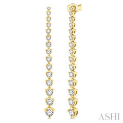 2 ctw Round Cut Diamond Riviera Drop Earring in 14K Yellow Gold 2 ctw Round Cut Diamond Riviera Drop Earring in 14K Yellow Gold