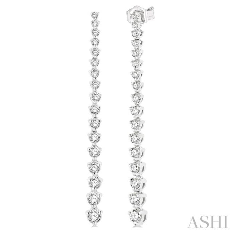 1 Ctw Round Cut Diamond Riviera Drop Earring in 14K White Gold 1 Ctw Round Cut Diamond Riviera Drop Earring in 14K White Gold