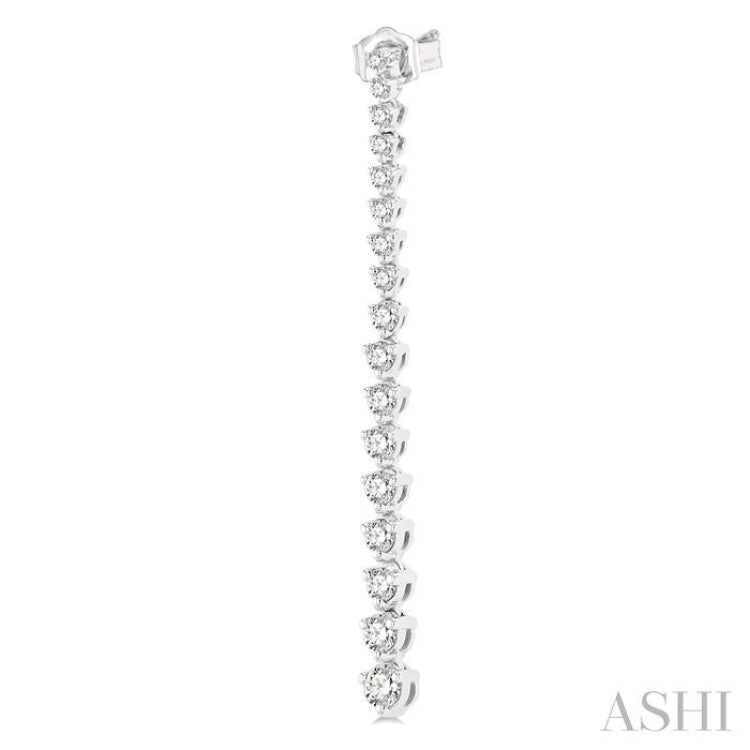 1 Ctw Round Cut Diamond Riviera Drop Earring in 14K White Gold 1 Ctw Round Cut Diamond Riviera Drop Earring in 14K White Gold