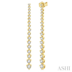 1 Ctw Round Cut Diamond Riviera Drop Earring in 14K Yellow Gold 1 Ctw Round Cut Diamond Riviera Drop Earring in 14K Yellow Gold