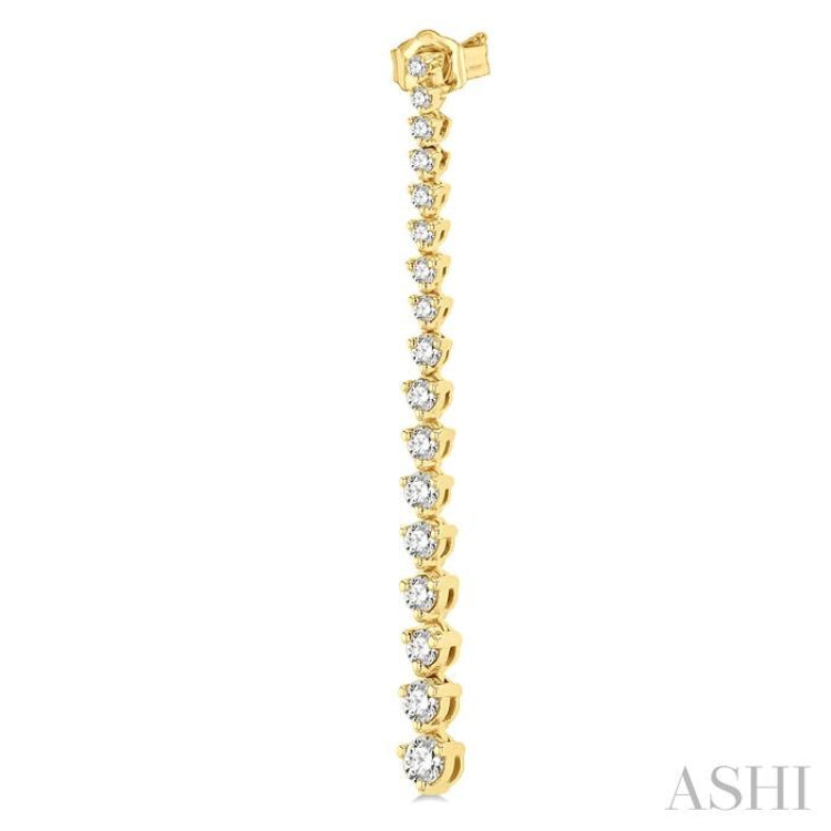 1 Ctw Round Cut Diamond Riviera Drop Earring in 14K Yellow Gold 1 Ctw Round Cut Diamond Riviera Drop Earring in 14K Yellow Gold