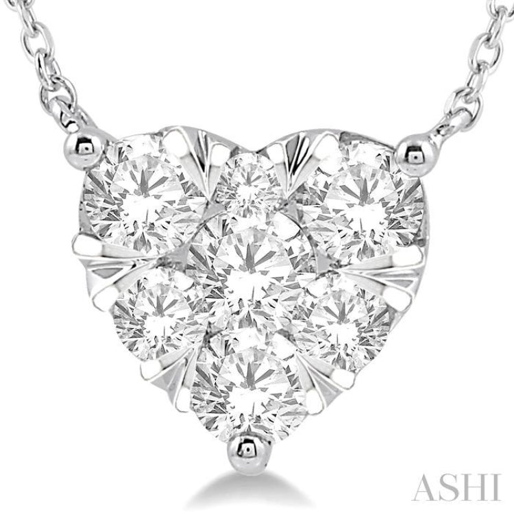 1 Ctw Lovebright Diamond Heart Pendant With Chain in 14K White Gold 1 Ctw Lovebright Diamond Heart Pendant With Chain in 14K White Gold