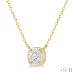 1/6 Ctw Cushion Shape Lovebright Diamond Pendant With Chain in 14K Yellow and White Gold 1/6 Ctw Cushion Shape Lovebright Diamond Pendant With Chain in 14K Yellow and White Gold
