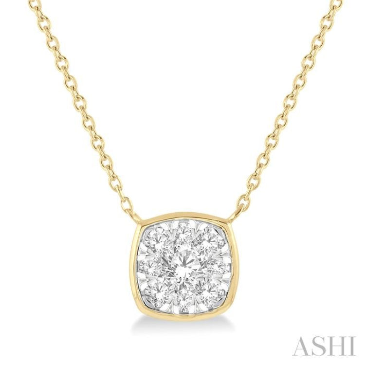 1/3 Ctw Cushion Shape Lovebright Diamond Pendant With Chain in 14K Yellow and White Gold 1/3 Ctw Cushion Shape Lovebright Diamond Pendant With Chain in 14K Yellow and White Gold