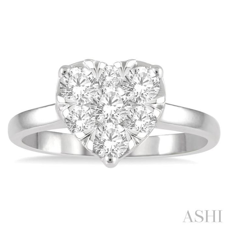 1 Ctw Round Cut Diamond Heart Shape Lovebright Ring in 14K White Gold 1 Ctw Round Cut Diamond Heart Shape Lovebright Ring in 14K White Gold
