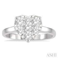 1 Ctw Round Cut Diamond Heart Shape Lovebright Ring in 14K White Gold 1 Ctw Round Cut Diamond Heart Shape Lovebright Ring in 14K White Gold