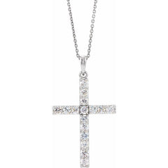 14K White 1/10 CTW Lab-Grown Diamond Cross 18" Necklace 14K White 1/10 CTW Lab-Grown Diamond Cross 18" Necklace