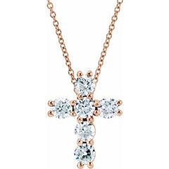 14K Rose 1/4 CTW Lab-Grown Diamond Cross 18" Necklace 14K Rose 1/4 CTW Lab-Grown Diamond Cross 18" Necklace