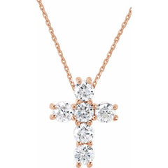 14K Rose 1/3 CTW Lab-Grown Diamond Cross 18" Necklace 14K Rose 1/3 CTW Lab-Grown Diamond Cross 18" Necklace