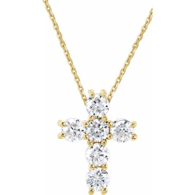 14K Yellow 1/4 CTW Lab-Grown Diamond Cross 18" Necklace 14K Yellow 1/4 CTW Lab-Grown Diamond Cross 18" Necklace