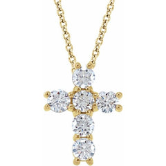 14K Yellow 1/3 CTW Lab-Grown Diamond Cross 18" Necklace 14K Yellow 1/3 CTW Lab-Grown Diamond Cross 18" Necklace