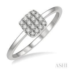 1/8 Ctw Cushion Shape Round Cut Diamond Petite Fashion Ring in 10K White Gold 1/8 Ctw Cushion Shape Round Cut Diamond Petite Fashion Ring in 10K White Gold