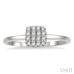 1/8 Ctw Cushion Shape Round Cut Diamond Petite Fashion Ring in 10K White Gold 1/8 Ctw Cushion Shape Round Cut Diamond Petite Fashion Ring in 10K White Gold