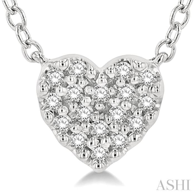 1/10 Ctw Heart Charm Round Cut Diamond Petite Fashion Pendant With Chain in 14K White Gold 1/10 Ctw Heart Charm Round Cut Diamond Petite Fashion Pendant With Chain in 14K White Gold