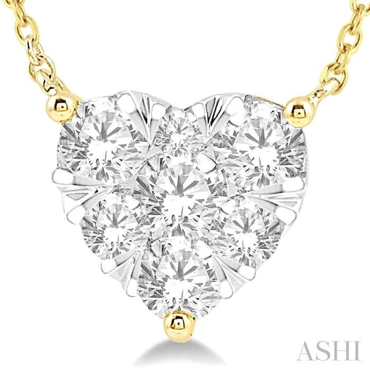 1 Ctw Lovebright Diamond Heart Pendant With Chain in 14K Yellow and White Gold 1 Ctw Lovebright Diamond Heart Pendant With Chain in 14K Yellow and White Gold