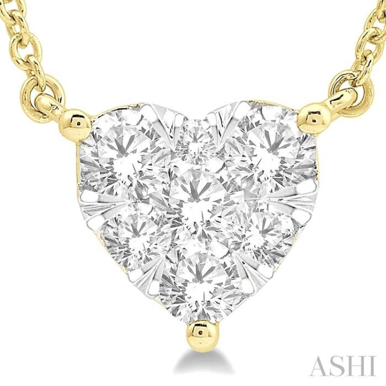 1/2 Ctw Lovebright Diamond Heart Pendant With Chain in 14K Yellow and White Gold 1/2 Ctw Lovebright Diamond Heart Pendant With Chain in 14K Yellow and White Gold