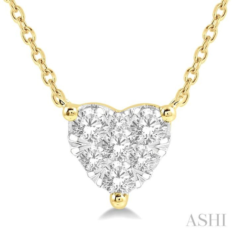 1/4 Ctw Lovebright Diamond Heart Pendant With Chain in 14K Yellow and White Gold 1/4 Ctw Lovebright Diamond Heart Pendant With Chain in 14K Yellow and White Gold