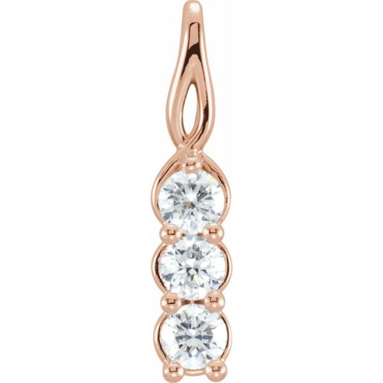 14K Rose 1 CTW Lab-Grown Diamond Three-Stone Pendant 14K Rose 1 CTW Lab-Grown Diamond Three-Stone Pendant