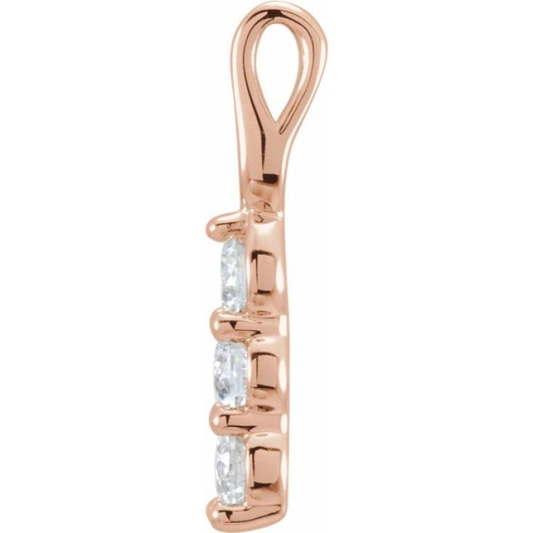 14K Rose 1 CTW Lab-Grown Diamond Three-Stone Pendant 14K Rose 1 CTW Lab-Grown Diamond Three-Stone Pendant