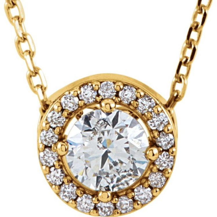 14K Rose 1/2 CTW Lab-Grown Diamond Halo-Style 16" Necklace 14K Rose 1/2 CTW Lab-Grown Diamond Halo-Style 16" Necklace