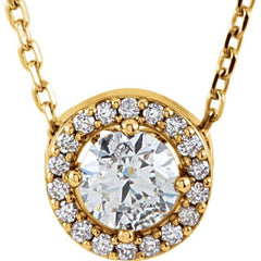 14K Rose 1/2 CTW Lab-Grown Diamond Halo-Style 16" Necklace 14K Rose 1/2 CTW Lab-Grown Diamond Halo-Style 16" Necklace