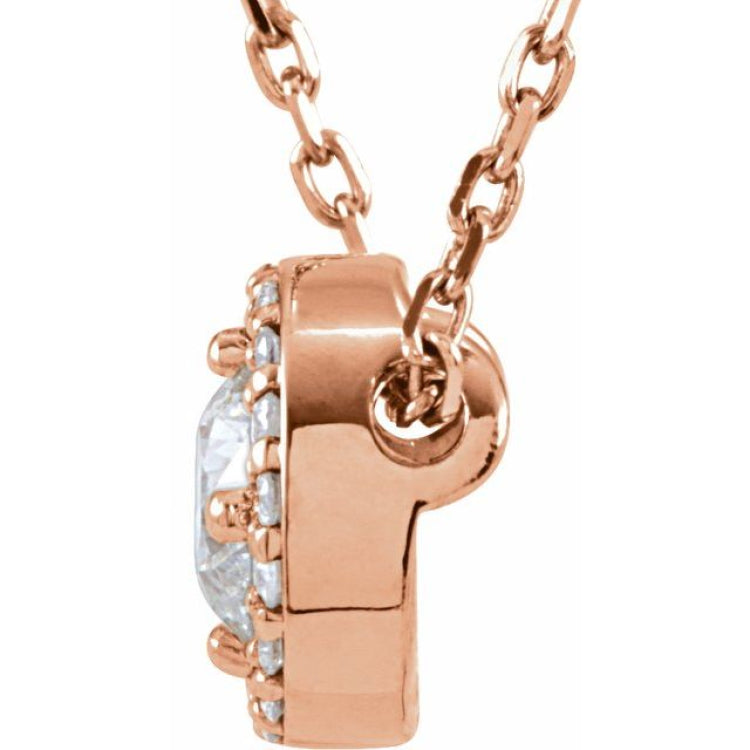 14K Rose 1/2 CTW Lab-Grown Diamond Halo-Style 16" Necklace 14K Rose 1/2 CTW Lab-Grown Diamond Halo-Style 16" Necklace