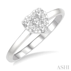 1/4 Ctw Round Cut Diamond Heart Shape Lovebright Ring in 14K White Gold 1/4 Ctw Round Cut Diamond Heart Shape Lovebright Ring in 14K White Gold