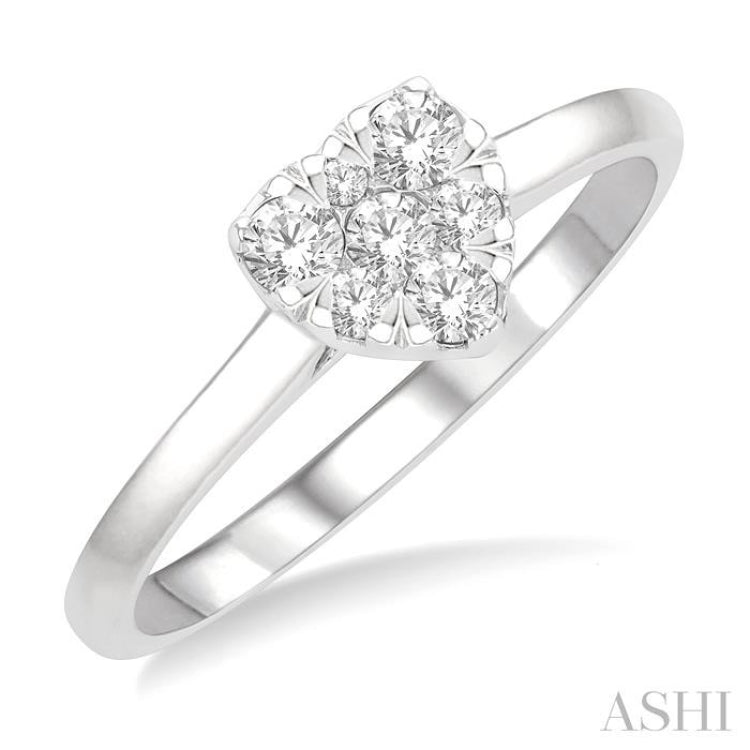 1/8 Ctw Round Cut Diamond Heart Shape Lovebright Ring in 14K White Gold 1/8 Ctw Round Cut Diamond Heart Shape Lovebright Ring in 14K White Gold