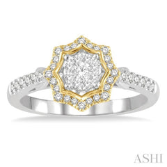 1/3 Ctw Star Shape Lovebright Round Cut Diamond Ring in 14K White and Yellow Gold 1/3 Ctw Star Shape Lovebright Round Cut Diamond Ring in 14K White and Yellow Gold