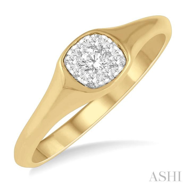 1/6 Ctw Cushion Shape Lovebright Diamond Ring in 14K Yellow and White Gold 1/6 Ctw Cushion Shape Lovebright Diamond Ring in 14K Yellow and White Gold