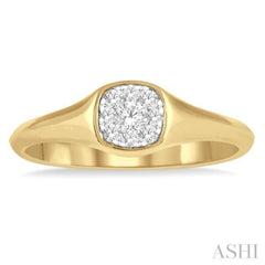 1/6 Ctw Cushion Shape Lovebright Diamond Ring in 14K Yellow and White Gold 1/6 Ctw Cushion Shape Lovebright Diamond Ring in 14K Yellow and White Gold