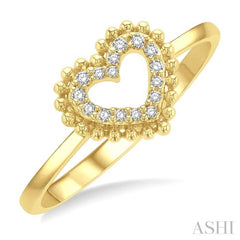 1/10 Ctw Petite Heart Round Cut Diamond Stackable Fashion Ring in 10K Yellow Gold 1/10 Ctw Petite Heart Round Cut Diamond Stackable Fashion Ring in 10K Yellow Gold