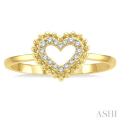 1/10 Ctw Petite Heart Round Cut Diamond Stackable Fashion Ring in 10K Yellow Gold 1/10 Ctw Petite Heart Round Cut Diamond Stackable Fashion Ring in 10K Yellow Gold
