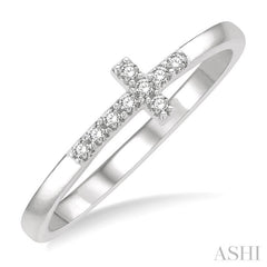 1/10 Ctw Petite Reclining Cross Round Cut Diamond Stackable Fashion Ring in 10K White Gold 1/10 Ctw Petite Reclining Cross Round Cut Diamond Stackable Fashion Ring in 10K White Gold
