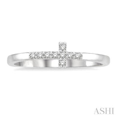 1/10 Ctw Petite Reclining Cross Round Cut Diamond Stackable Fashion Ring in 10K White Gold 1/10 Ctw Petite Reclining Cross Round Cut Diamond Stackable Fashion Ring in 10K White Gold