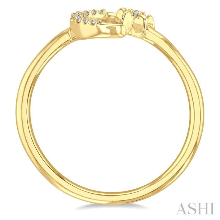 1/20 Ctw Petite Crescent and Star Round Cut Diamond Stackable Fashion Ring in 10K Yellow Gold 1/20 Ctw Petite Crescent and Star Round Cut Diamond Stackable Fashion Ring in 10K Yellow Gold