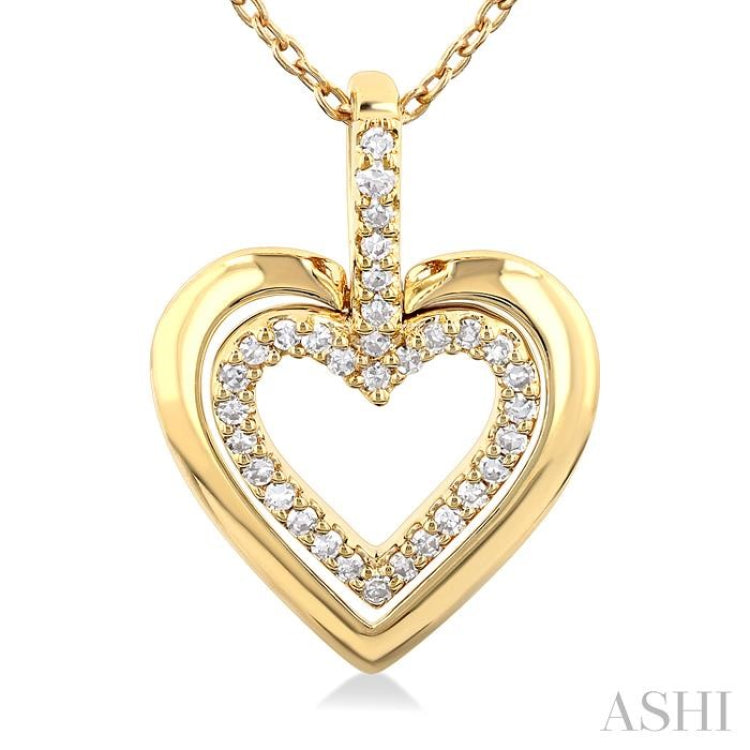 1/10 Ctw Petite Twin Heart Round Cut Diamond Fashion Pendant With Chain in 10K Yellow Gold 1/10 Ctw Petite Twin Heart Round Cut Diamond Fashion Pendant With Chain in 10K Yellow Gold