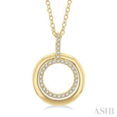 1/10 Ctw Petite Twin Circle Round Cut Diamond Fashion Pendant With Chain in 10K Yellow Gold