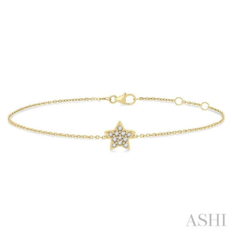 1/10 Ctw Petite Star Round Cut Diamond Fashion Bracelet in 10K Yellow Gold 1/10 Ctw Petite Star Round Cut Diamond Fashion Bracelet in 10K Yellow Gold