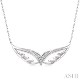 1/50 Ctw Angel Wing Round Cut Diamond Fashion Pendant With Chain in Sterling Silver